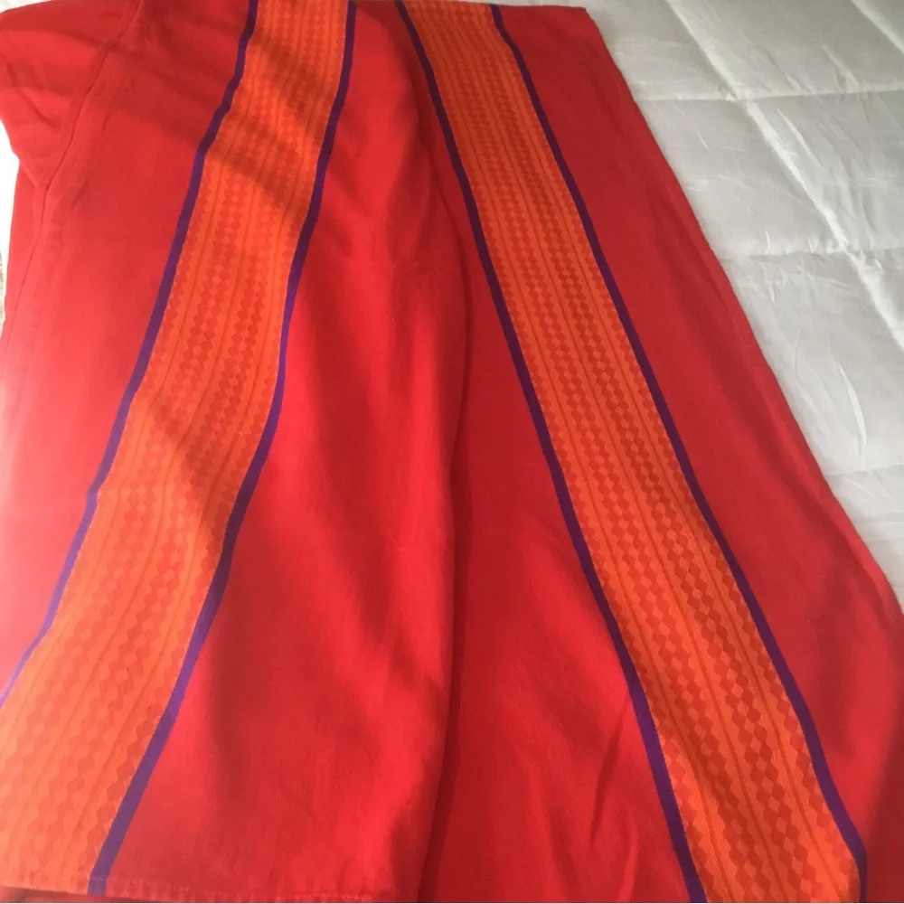 TAG Textiles Tablecloth 68 x 101” Red Orange Purple India Cotton Woven Trade VTG